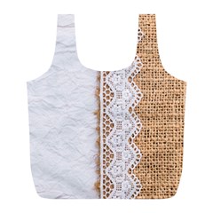 Parchement,lace And Burlap Full Print Recycle Bags (l)  by NouveauDesign