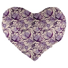 Vegetable Cabbage Purple Flower Large 19  Premium Heart Shape Cushions by Mariart