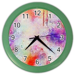 Watercolor Galaxy Purple Pattern Color Wall Clocks by paulaoliveiradesign