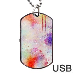 Watercolor Galaxy Purple Pattern Dog Tag Usb Flash (two Sides) by paulaoliveiradesign