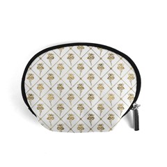 Flower Leaf Gold Accessory Pouches (small)  by Mariart