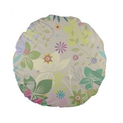 Flower Rainbow Star Floral Sexy Purple Green Yellow White Rose Standard 15  Premium Round Cushions by Mariart
