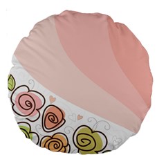 Flower Sunflower Wave Waves Pink Large 18  Premium Round Cushions by Mariart