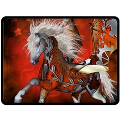 Awesome Steampunk Horse With Wings Fleece Blanket (large)  by FantasyWorld7