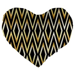 Gold,black,art Deco Pattern Large 19  Premium Heart Shape Cushions by NouveauDesign