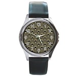 art deco fan pattern Round Metal Watch Front
