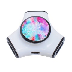 Pink And Purple Galaxy Watercolor Background  3-port Usb Hub by paulaoliveiradesign