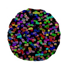 Colorful Paint Strokes On A Black Background                          Standard 15  Premium Flano Round Cushion by LalyLauraFLM
