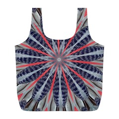 Red White Blue Kaleidoscopic Star Flower Design Full Print Recycle Bags (l)  by yoursparklingshop