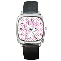Baby Unicorn Square Metal Watch by Valentinaart