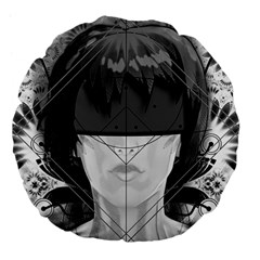 Beautiful Bnw Fractal Feathers For Major Motoko Large 18  Premium Flano Round Cushions by jayaprime