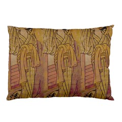 Japanese Geisha With Cat Illustration Pillow Case (two Sides) by paulaoliveiradesign