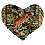 Fish Underwater Cubism Mosaic Large 19  Premium Heart Shape Cushions Front