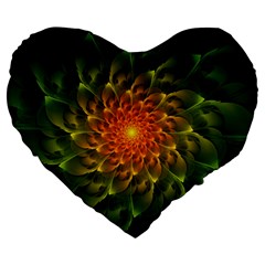 Beautiful Orange-green Desert Cactus Fractalspiral Large 19  Premium Flano Heart Shape Cushions by jayaprime