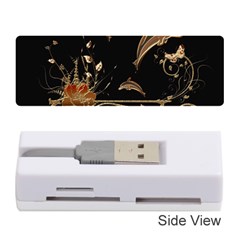 Wonderful Dolphins And Flowers, Golden Colors Memory Card Reader (stick)  by FantasyWorld7