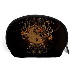 The Sign Ying And Yang With Floral Elements Accessory Pouches (large)  by FantasyWorld7
