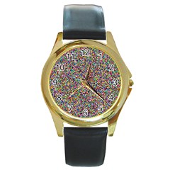 Pattern Round Gold Metal Watch by gasi