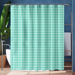 Tiffany Aqua Blue Candy Hearts On White Shower Curtain 60  X 72  (medium)  by PodArtist