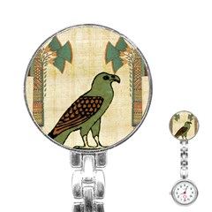 Egyptian Paper Papyrus Bird Stainless Steel Nurses Watch by Celenk