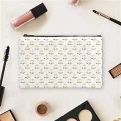 Gold Scales Of Justice On White Repeat Pattern All Over Print Cosmetic Bag (medium)  by PodArtist