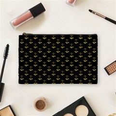 Gold Scales Of Justice On Black Repeat Pattern All Over Print  Cosmetic Bag (medium)  by PodArtist