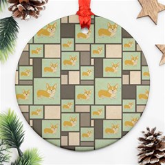 Quirky Corgi Kraft Present Gift Wrap Wrapping Paper Ornament (round) by Celenk