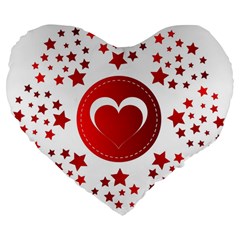 Monogram Heart Pattern Love Red Large 19  Premium Heart Shape Cushions by Celenk