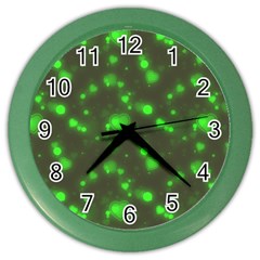 Neon Green Bubble Hearts Color Wall Clocks by PodArtist