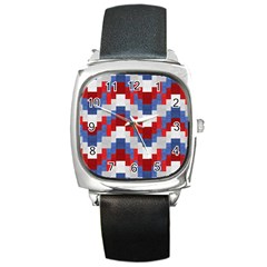 Texture Textile Surface Fabric Square Metal Watch by Celenk