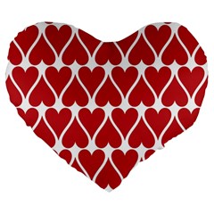 Hearts Pattern Seamless Red Love Large 19  Premium Heart Shape Cushions by Celenk