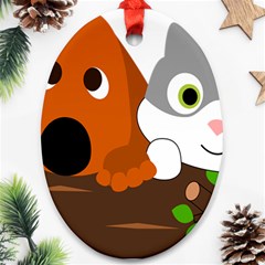 Baby Decoration Cat Dog Stuff Oval Ornament (two Sides) by Celenk