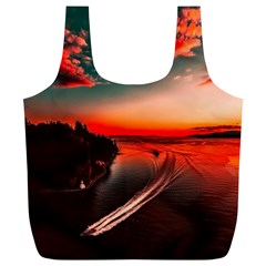 Sunset Dusk Boat Sea Ocean Water Full Print Recycle Bags (l)  by BangZart
