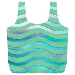 Abstract Digital Waves Background Full Print Recycle Bags (l)  by BangZart