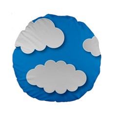 Clouds Sky Background Comic Standard 15  Premium Round Cushions by BangZart