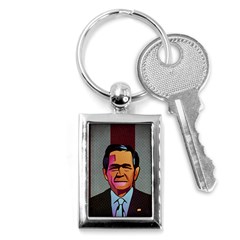George W Bush Pop Art President Usa Key Chains (rectangle)  by BangZart