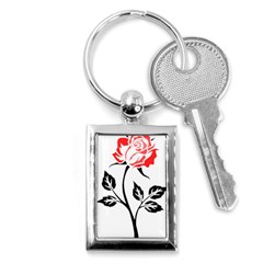 Flower Rose Contour Outlines Black Key Chains (rectangle)  by Celenk