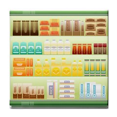 Supermarket Shelf Coffee Tea Grains Tile Coasters by Celenk