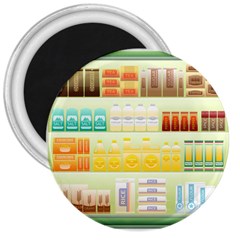 Supermarket Shelf Coffee Tea Grains 3  Magnets by Celenk