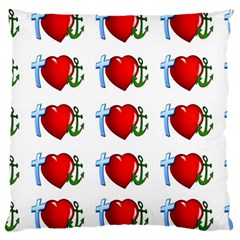 Cross Heart Anchor Love Hope Large Cushion Case (two Sides) by Celenk