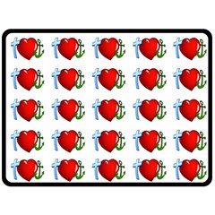 Cross Heart Anchor Love Hope Double Sided Fleece Blanket (large)  by Celenk