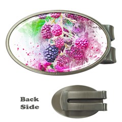 Blackberry Fruit Art Abstract Money Clips (oval)  by Celenk
