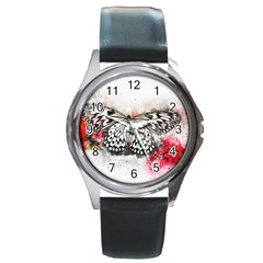 Butterfly Animal Insect Art Round Metal Watch by Celenk