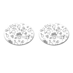 Set Chalk Out Scribble Collection Cufflinks (oval) by Celenk