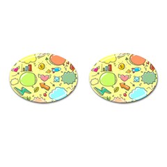 Cute Sketch Child Graphic Funny Cufflinks (oval) by Celenk