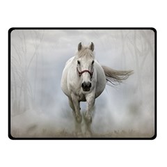 Horse Mammal White Horse Animal Double Sided Fleece Blanket (small)  by Celenk