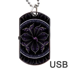 Fractal Abstract Purple Majesty Dog Tag Usb Flash (one Side) by Celenk