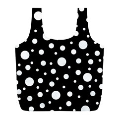 White On Black Polka Dot Pattern Full Print Recycle Bags (l)  by LoolyElzayat