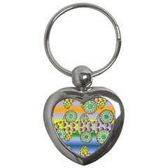 Amoeba Flowers Key Chains (heart)  by CosmicEsoteric
