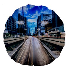 Urban Street Cityscape Modern City Large 18  Premium Flano Round Cushions by Celenk