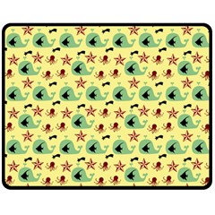Yellow Sea Whales Double Sided Fleece Blanket (medium)  by snowwhitegirl